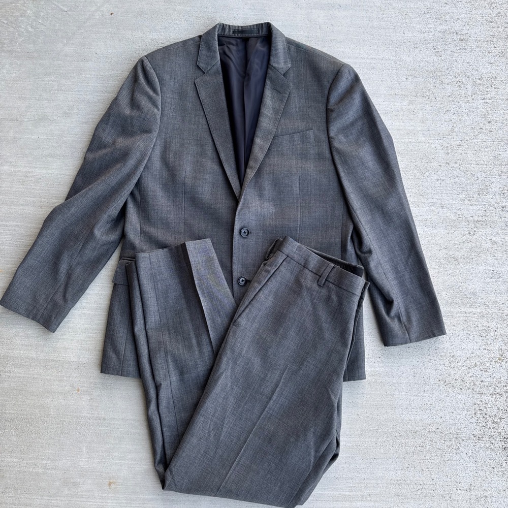 J.Crew Suit Mens 40S 31x30 Grey Ludlow Slim Italian Wool Tollegno 1900 Italy